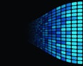 Virtual cyberspace. Blue reality room on black background Royalty Free Stock Photo