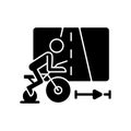 Virtual cycling app black glyph icon. Royalty Free Stock Photo