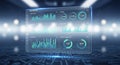 Virtual dashboard interface displaying various data analytics is Royalty Free Stock Photo