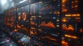 A virtual dashboard with multiple tabs and graphs displaying realtime financial data and analysis tools. This image Royalty Free Stock Photo