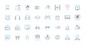 Virtual Design linear icons set. Rendering, Visualization, Modeling, Interactivity, Simulation, Animation, Prototyping Royalty Free Stock Photo