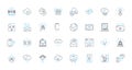 Virtual design linear icons set. Simulation, Visualization, Prototyping, Modelling, Rendering, D, Interactive line Royalty Free Stock Photo