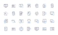 Virtual devices line icons collection. Simulate, Emulate, Virtualize, Digitalize, Replicate, Mirror, Deploy vector and Royalty Free Stock Photo