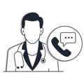 Virtual doctor vector illustration, online doctor vector illustration, Vector Editable Illustration. phone doctor vector