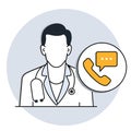 Virtual doctor vector illustration, online doctor vector illustration, Vector Editable Illustration. phone doctor vector