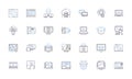 Virtual Domain line icons collection. Online, Virtual, Digital, Cloud, Cyber, Net, Web vector and linear illustration