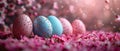 Virtual easter eggs roll competition with copy space Royalty Free Stock Photo