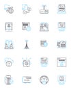 Virtual employee linear icons set. Telecommute, Remote, Digitally, Presence, Collaboration, Distance, Connectivity line