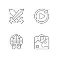 Virtual entertainment linear icons set