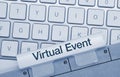 Virtual Event - Inscription on Blue Keyboard Key Royalty Free Stock Photo