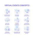 Virtual events concept icons set