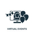 Virtual Events icon. Monochrome simple New Normality icon for templates, web design and infographics