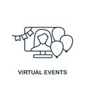 Virtual Events icon. Monochrome simple New Normality icon for templates, web design and infographics