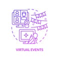 Virtual events purple gradient concept icon