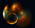 Virtual fiery helix on black background. Colorful glowing spotlights swirling in spiral.