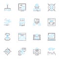 Virtual finance linear icons set. Cryptocurrency, Fintech, Digital, Blockchain, Online, Mobile, Automation line vector