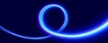 Virtual fluorescent ribbon loop. Neon glowing line. Vector curve light effect. Fantastic minimalist background.