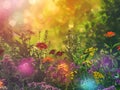 Virtual Garden of Abstract Ideas - Creative Digital Art with Vibrant Colors Royalty Free Stock Photo