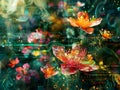 virtual garden enchanted flowers blossoming outdoors landscape digital artwork