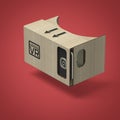 Virtual goggles eye-wear cardboard head equipment VR helmet, augmented reality device with mobile phone inside render