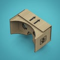 Virtual goggles eye-wear cardboard head equipment VR helmet, augmented reality device with mobile phone inside render