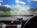 Virtual GPS Map and creative map hologram use for navigation on the road. Concept for future technology Royalty Free Stock Photo