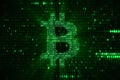 Virtual green bitcoin symbol crypto digital currency on green ma