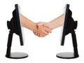 Virtual handshake - internet business concept Royalty Free Stock Photo