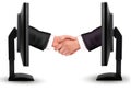 Virtual handshake Internet working concept Royalty Free Stock Photo