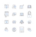 Virtual hardware line icons collection. Simulation, Emulation, Virtualization, Cloud, Hypervisor, Containerization Royalty Free Stock Photo