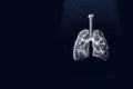 Virtual Human Lungs on dark blue background. on dark blue background. Low poly, copy space