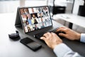 Virtual Hybrid Meeting In Office Royalty Free Stock Photo