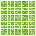 100 virtual icons set grunge green Royalty Free Stock Photo