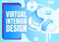 Virtual interior design banner flat vector template Royalty Free Stock Photo