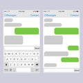 Virtual key board for mobile phone with place for text chat text boxes. n Mockup keypad for a touchscreen device.