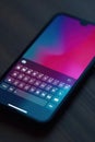 Virtual keyboard keys on a smartphone screen, screen, accessory, smartphone Royalty Free Stock Photo