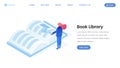 Virtual library landing page isometric template Royalty Free Stock Photo