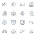 Virtual machine line icons collection. Hypervisor, Emulation, Isolation, Sandbox, Virtualization, Cloud, Host vector and