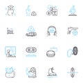 Virtual meeting linear icons set. Zoom, Webex, Teams, Skype, Collaboration, Communication, Online line vector and Royalty Free Stock Photo