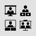 Virtual meeting and online presentation icons for modern digital communication Royalty Free Stock Photo