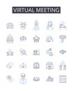 Virtual meeting line icons collection. Adventure, Hike, Nature, Trail, Mountain, Backpack, Wilderness vector and linear