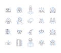 Virtual meeting outline icons collection. Online, Conferencing, Videoconferencing, Webinar, Teleconferencing, Zoom