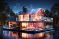 Virtual model Holographic residential house, a futuristic architectural concept