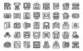 Virtual Museum icons set outline vector. Science technology