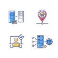 Virtual networking RGB color icons set