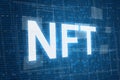 Virtual NFT word on digital background Royalty Free Stock Photo