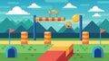 A virtual obstacle course that changes dynamically as players progress with obstacles appearing and disappearing based Royalty Free Stock Photo