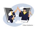 Virtual online graduation ceremony concept Royalty Free Stock Photo
