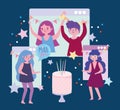 virtual party, people birthday celebration website connection