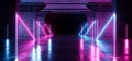 Virtual Path Sci Fi Neon Glowing Fluorescent Laser Alienship Stage Dance Lights Ultraviolet Purple Blue Pink In Dark Empty Grunge